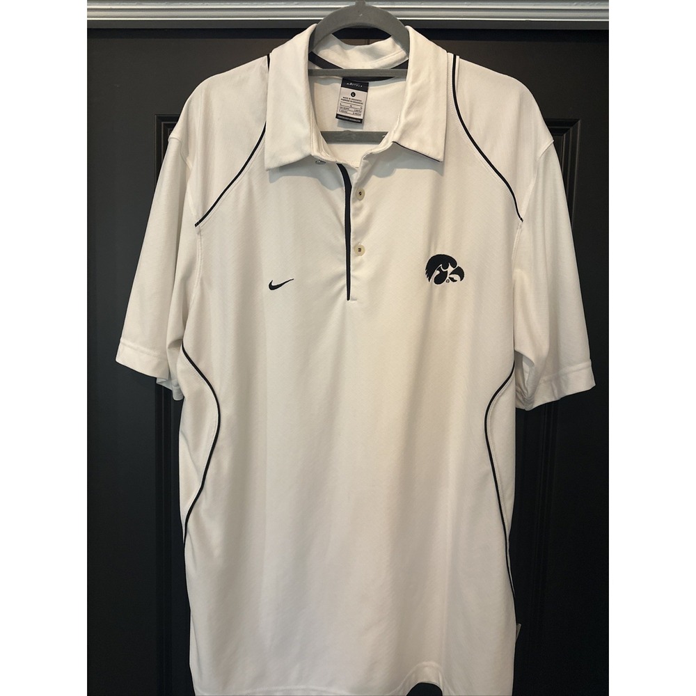Nike Iowa Hawkeyes Dri-Fit On-Field Blade‎ Collar Golf Polo Men's Size S White